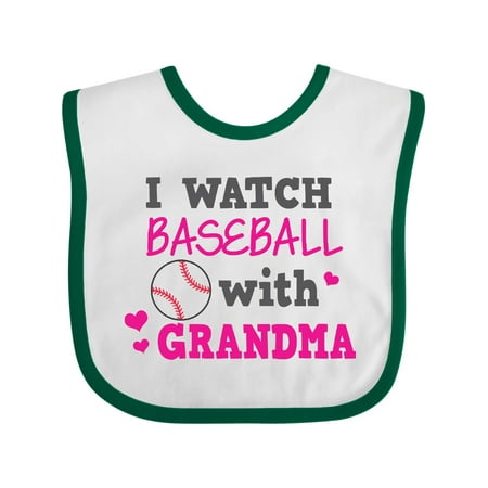 

Inktastic I Watch Baseball with My Grandma Gift Baby Girl Bib