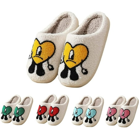 

Bad Cute Bunny Slippers Cartoon embroidery Warm indoor bedroom Winter Love Pattern Slippers for Women Men