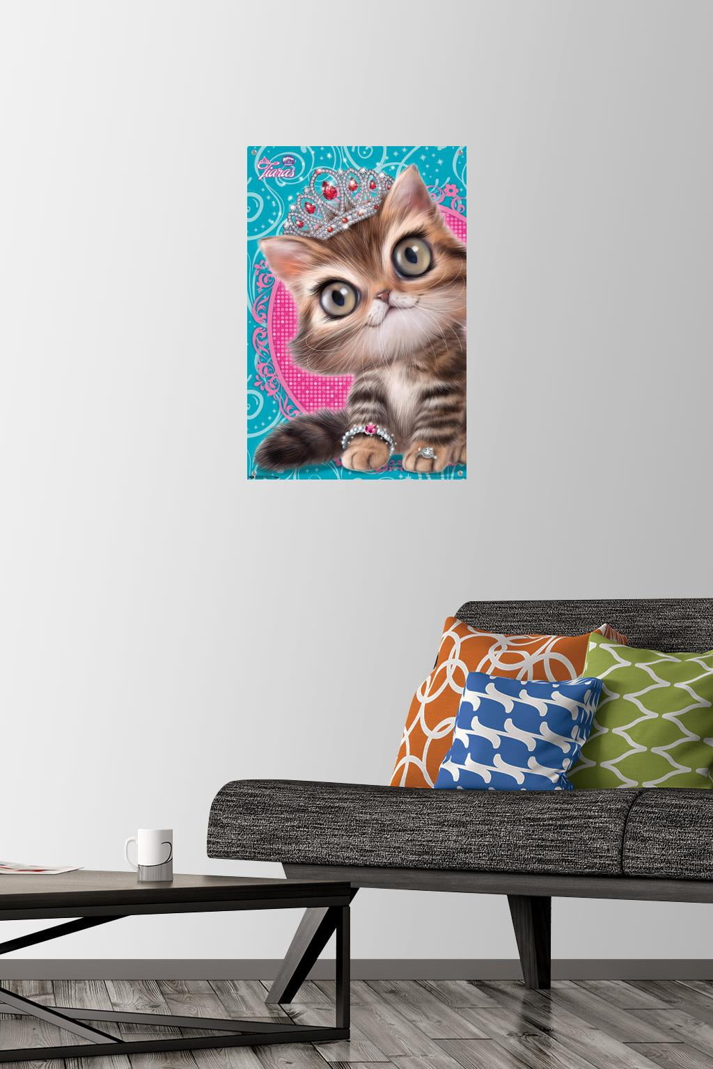 Animal Club - Kitten in a Tiara Wall Poster with Push Pins, 14.725" x 22.375"