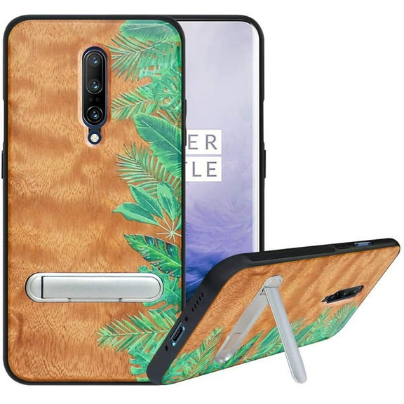 Labanema OnePlus 7 Pro Case, OnePlus 7 Pro Cover with Metal Kickstand, Natural Wood TPU Cover, Anti Scratch Case for OnePlus 7 Pro (Rainforest)