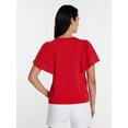 thumbnail image 4 of Time and Tru Women's Top with Short Flounce Sleeves, Sizes XS-XXXL, 4 of 6