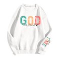 thumbnail image 4 of Women's Hoodless Sweatshirt Casual Crewneck Long Sleeve God Print Basic Top Versatile for Daily and Wear, 4 of 4