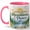 Pink, variant on Sunshine Mountains and Peace Coffee Mug, Watercolor Lake and Wildflower Design, 11 oz Ceramic Cup