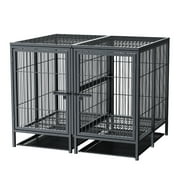 BingoPaw Heavy Duty Metal Dog Crate with Cover, Divider & Tray, 51.5L x 39.3W x 39.3H