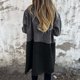 thumbnail image 5 of Gabardina informal de manga larga sin capucha para mujer, abrigo largo medio con costuras de mezclilla, chaqueta vaquera larga con botones y manga larga, gabardina, blusa para mujer, 5 of 7