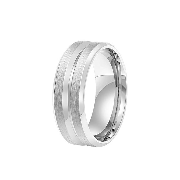 8mm Men's Stainless Steel Geometric Ring 3 Colors (Silver/Black/Gold) Size 7-13