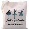 Dancer Tote Bag just a Girl who Loves Dance Shoulder Bag Dance Lover Gifts Ballerina Gift Bag Ballet Girl Gifts(Tote Bag)
