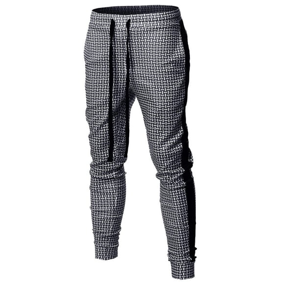 FashionOutfit Men's Casual Side Panel Print Drawstring Two Back Pockets Track Pants