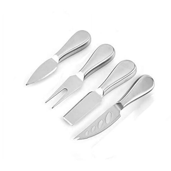 NOGIS Cheese Knives, Stainless Steel Cheese Knife Sets - 1Cheese Fork, 1Cheese Knife, 1Cheese Cutter, 1Cheese Shaver, 4PCS Cheese Tools Cheese Knives Cutlery Set