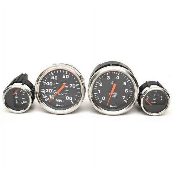 Faria Boat Euro Mercury Outboard Gauges | Black Silver (Set of 4)