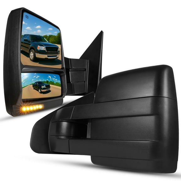 Spec-D Tuning Black Power Heated Towing Mirrors   LED Signal Puddle Lights Compatible with 2004-2006 Ford F150 F-150 Pickup Left   Right Pair
