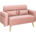 thumbnail image 7 of Yaheetech 46'' W Modern 2 Seater Sofa Couch with Solid Wood Legs, Pink, 7 of 7