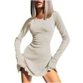 thumbnail image 2 of CaiJunJia Women Long Sleeve Turtle Mock Neck Rib Knit Stretch Slim Fitted Bodycon Sweater Mini Short Dress, 2 of 6