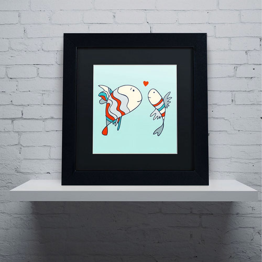 Carla Martell 'Two Little Love Fish' Black Matted Framed Art