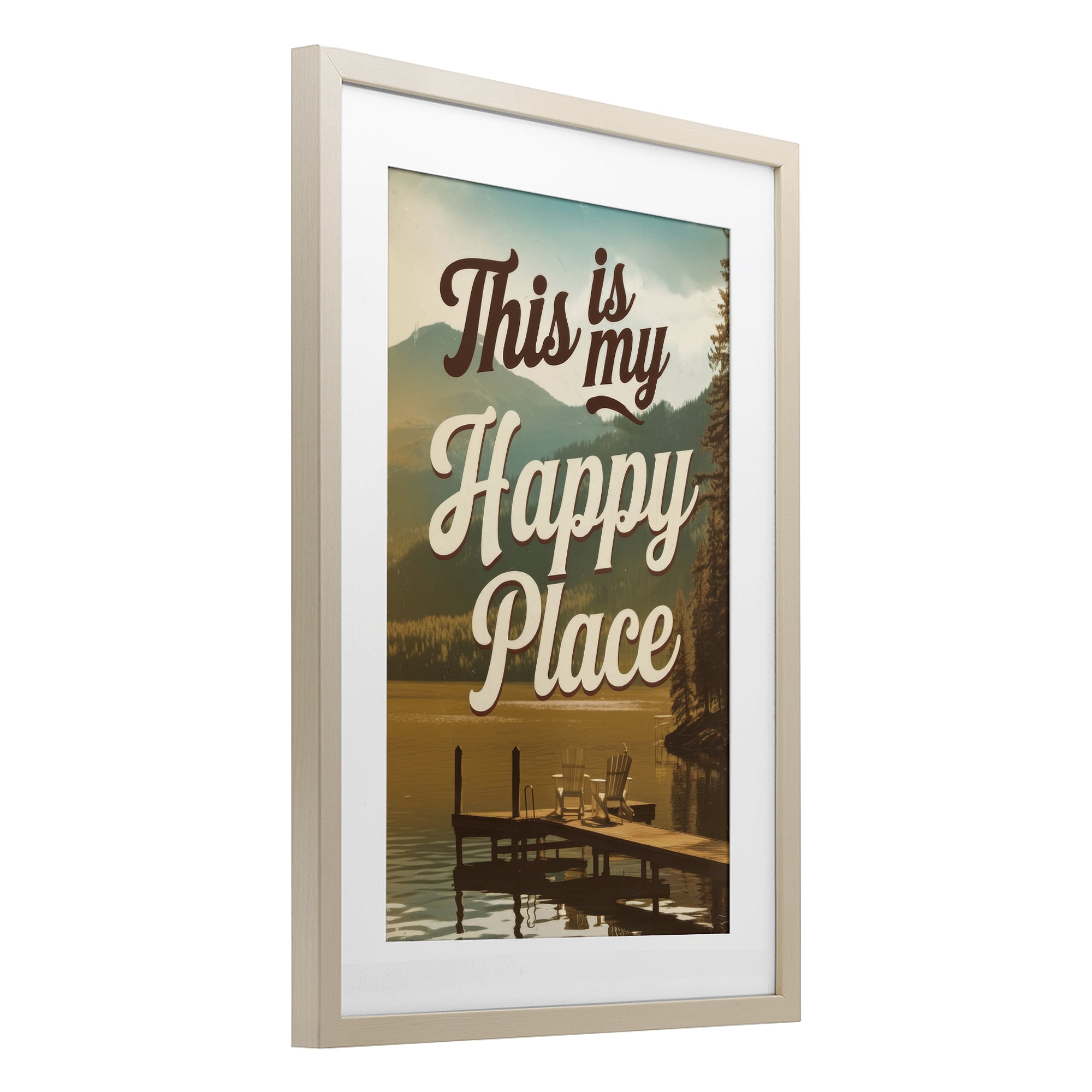 Stupell Industries Vintage My Happy Place Birch Framed Print Under Glass, design by Andreas Magnusson