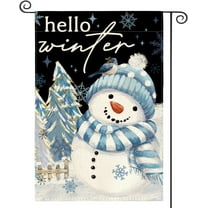 SM-XLHN Snowman Cardinal Hello Winter House Flag 28x40 Inch Double Sided, Polka Dot Winter Holiday Yard Outdoor Flag