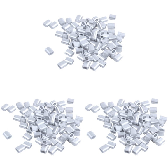 2mm Aluminum Double Hole Wire Rope Clamp Clip Sleeve 240 Pcs