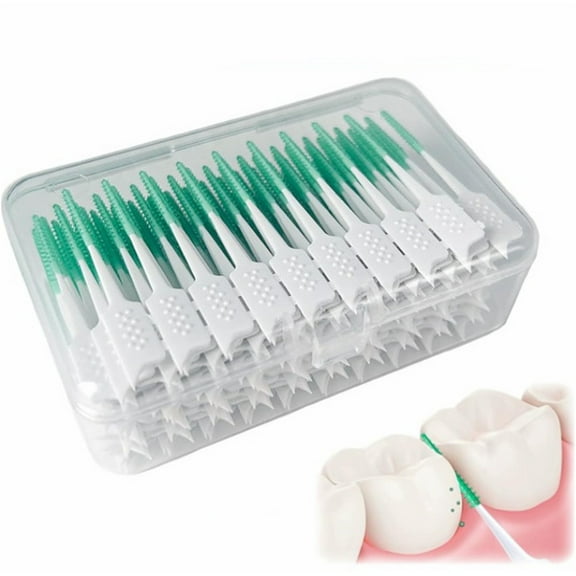 150 Pcs Green Soft Silicone Interdental Brushes,Tooth Seam Disposable Toothpicks,Healthy Straight Interdental Brushes,Corrective Interdental Brushes,Adaptive Interdental Brush for Cleaning Teeth