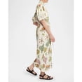 thumbnail image 3 of Ocean Print Midi Dress Women Puff Sleeve Button Front Belted Casual Summer Dress, 3 of 8