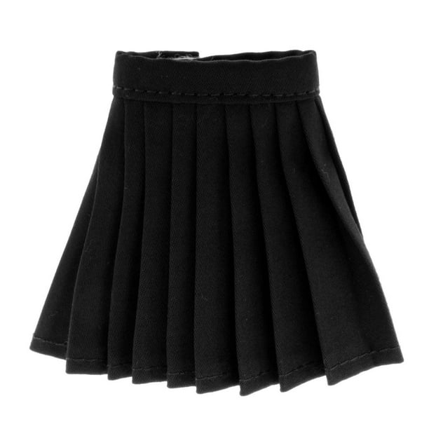 Accesorios para muñecas a escala 1:6: falda plisada a cuadros, ropa para muñecas de 12 pulgadas. Negro