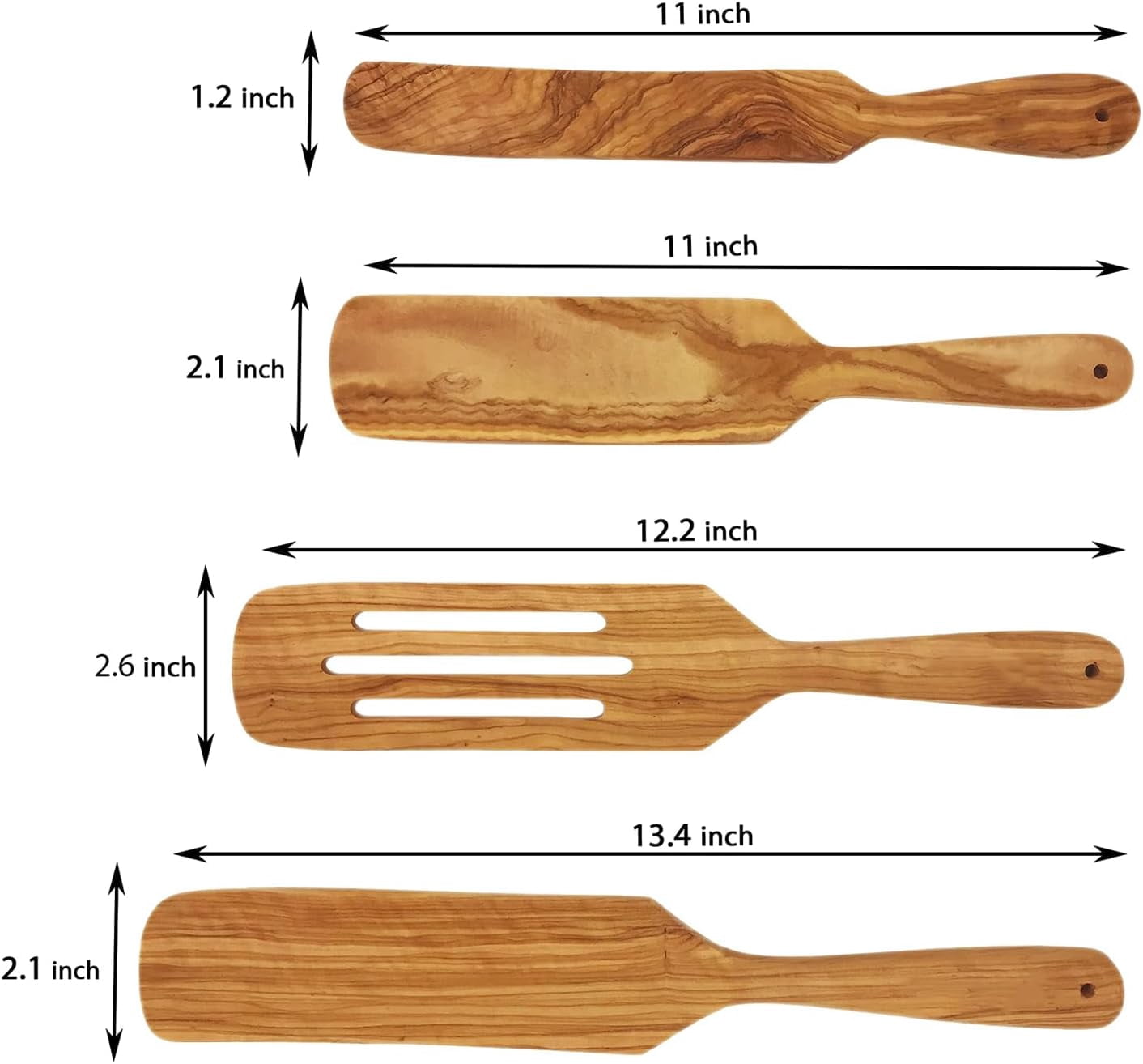 Mark. Olive Wood Durable Nonstick Natural Kitchen Utensil Sets, 4 pcs