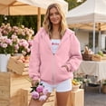 thumbnail image 2 of Women's Hooded Zip Up Sweatshirt Fleece Jacket Casual Long Sleeve Pullover Hoodie Coat Outerwear Winter Fall Fashion Loose Fit Full Zipper Pocket Tops, 2 of 6