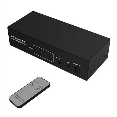 Composite AV Switch Splitter 4 in 2 Out Analog Video C- AV Splitter Switch 4X2 with Remote for DVD TV US Plug