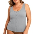 thumbnail image 2 of Ynynloco Women Built-in Bra Tank Tops Sleeveless Button Casual Shirts Racerback Ribbed Fitted Tank Tops Multiple Colors, 2 of 9