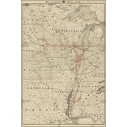 24"x36" Gallery Poster, Map of Illinois Central Railroad 1892