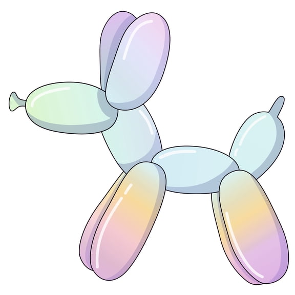 Multicolored Rainbow Gradient Balloon Dog Sculpture Decoration Sticker 19" x 20" Jeff Koon's Balloon Art Design Easy To Apply Home Living Room Vinyl Wall Decal - Kids Bedroom Removable Wall DÃ©cor