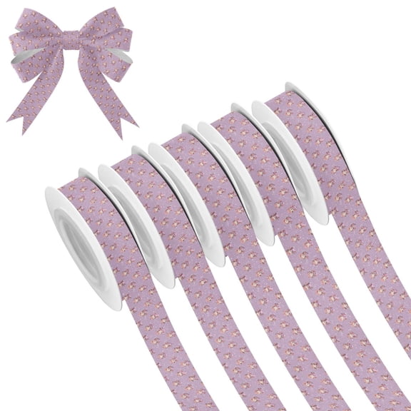 5 Rolls Christmas Ribbon 1.5 inch Wide Decorative Ribbon for Gift Wrapping and Holiday Decorations Cartoon Mermaid Pattern
