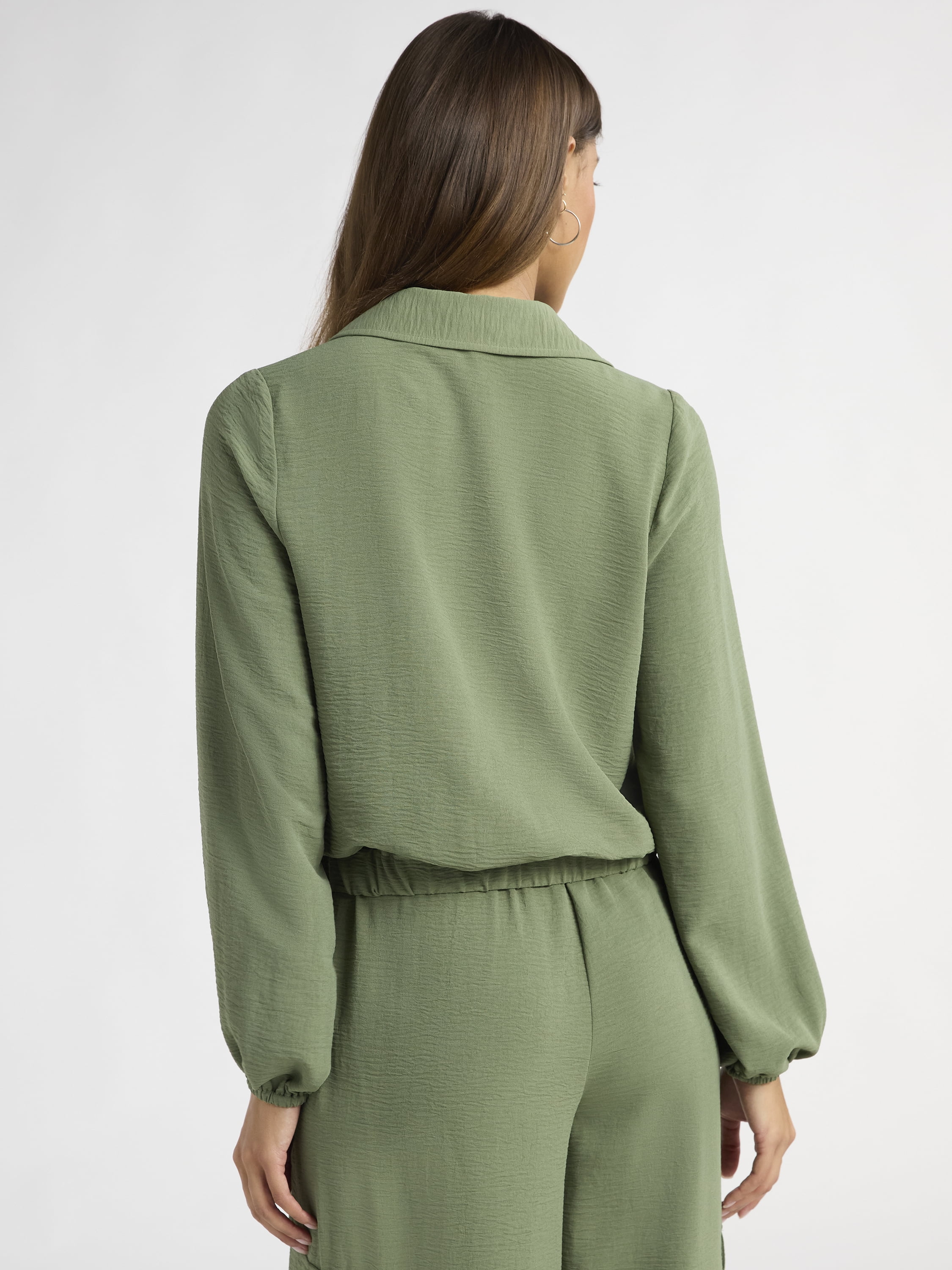 Sofia Jeans Women's Utility Blouse with Long Sleeves, Sizes XS-XXXL