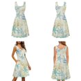 thumbnail image 4 of Jiueut Starfish Coral Pattern Matchable Couple Hawaiian Luau Shirt for Men, Women's Casual Summer Sleeveless Scoop Neck Dress, Beach Tropical Dresses, Hawaii Holiday Party Outfits Set, Size 5XL, 4 of 5