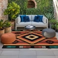 thumbnail image 2 of Aztec Southwest Outdoor Rug for Patio/Deck/Porch, Non-Slip Large Area Rug 5 x 8 Ft, Orange Black Boho Tribes Abstract Indoor Outdoor Rugs Washable Area Rugs, Reversible Camping Rug Carpet Runner, 2 of 8