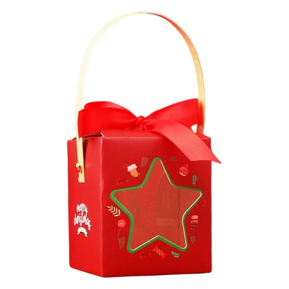 10 Pack Christmas Cookie Boxes with Window,Holiday Treat Boxes Paper Food Boxes Xmas Gift Bags Cake Candy for Party Favor Pastries,Gift Giving Bakery Packaging Containers(Red)