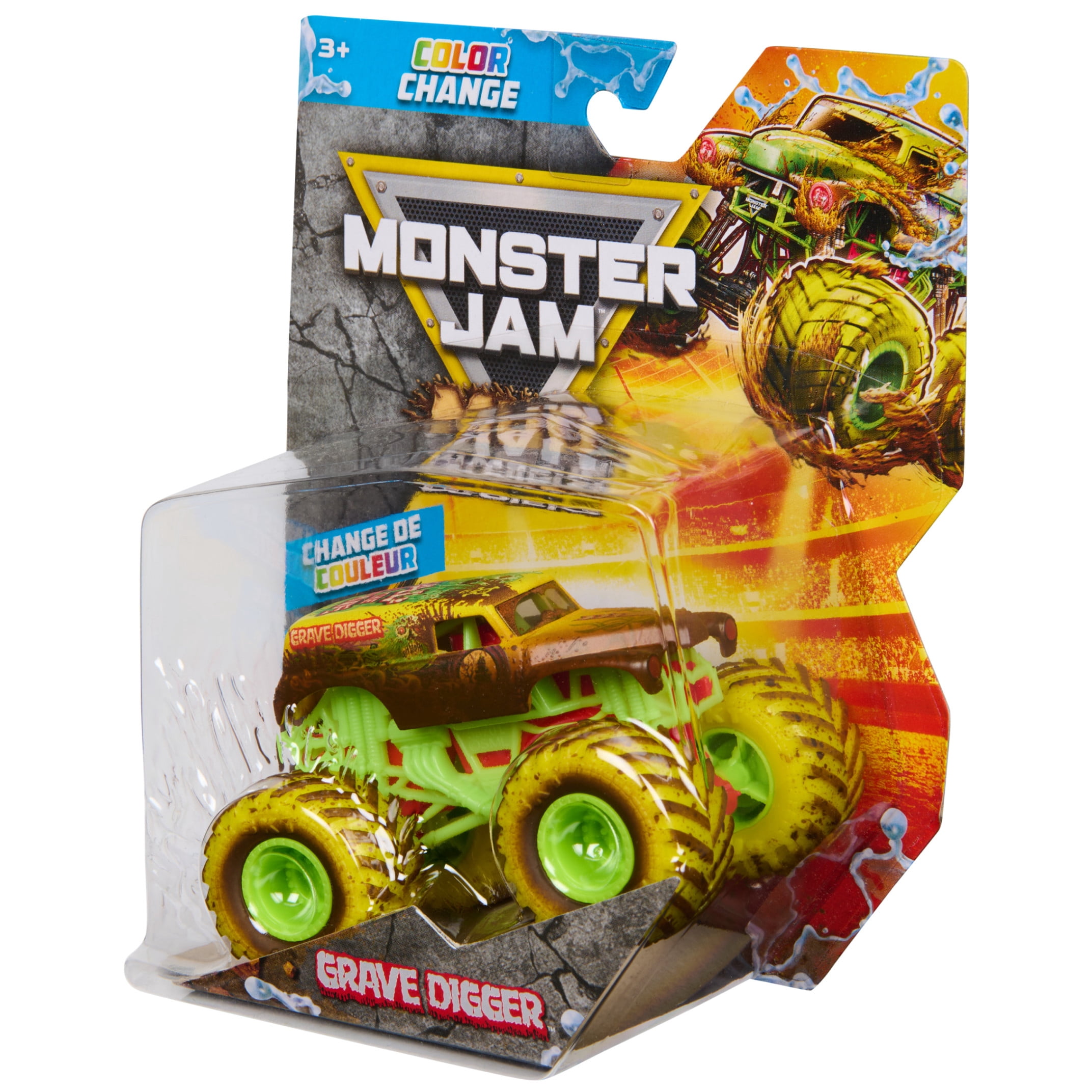 Monster Jam Mud Blasters Grave Digger Color Change Monster Jam Truck 1:64 Die Cast Vehicle