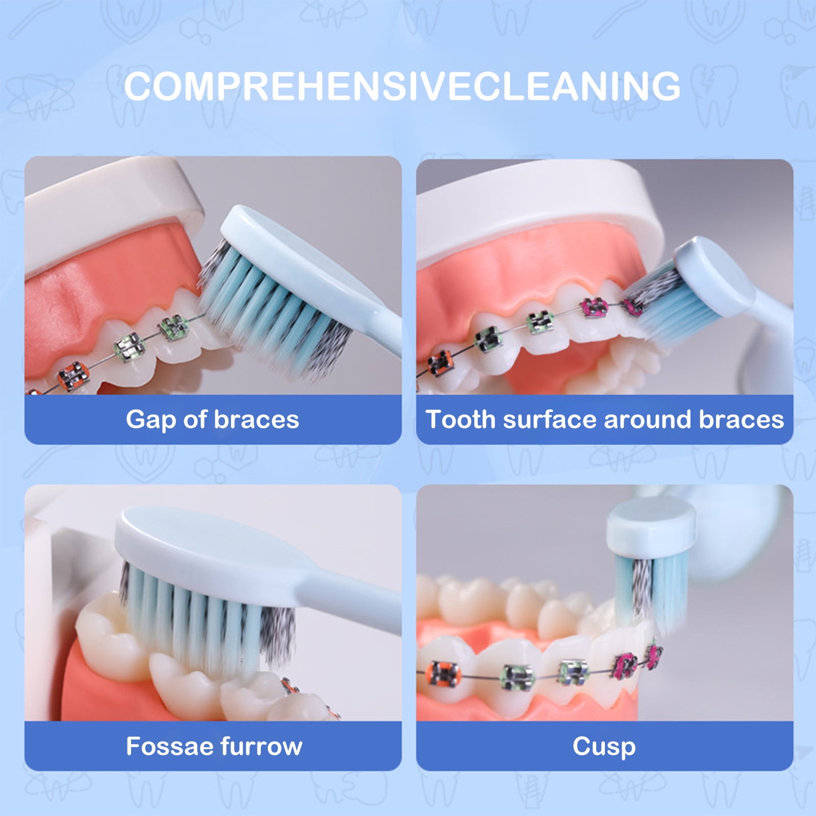 3 Set of Portable Orthodontic Toothbrush Teeth Toothpaste Toothbrush 2 In 1 Folding Travel Soft Bristle Toothbrush Toothbrush Organizer Toothpaste Toothbrush