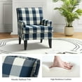 thumbnail image 5 of Upholstery Armchairs Set of 2 Accent Chairs Sofa Couch Wood Legs Nailhead Trim Home Living Room Bedroom Plaid White Blue, 5 of 11