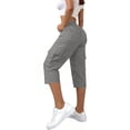 thumbnail image 2 of Kelon Women's Cargo Capri Pant Lightweight Casual Summer Straight Leg Petite Length Cropped Pants Shorts With Pockets 2XL, 2 of 6