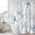 thumbnail image 4 of Blue Coastal Bathroom Shower Curtains with 12 Hooks Polyester Waterproof Shower Curtain for Stalls and Bathtubs Summer Ocean Starafish Shell Corals Decorative Bathroom Privacy Curtain 36x72 Inches, 4 of 9