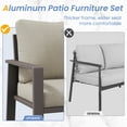 thumbnail image 3 of POTEBAN Aluminum Patio Furniture Set, Modern Metal Outdoor Sectional Sofa, Patio Conversation Sets with Side Table for Poolside, courtyard,Khaki, 3 of 10