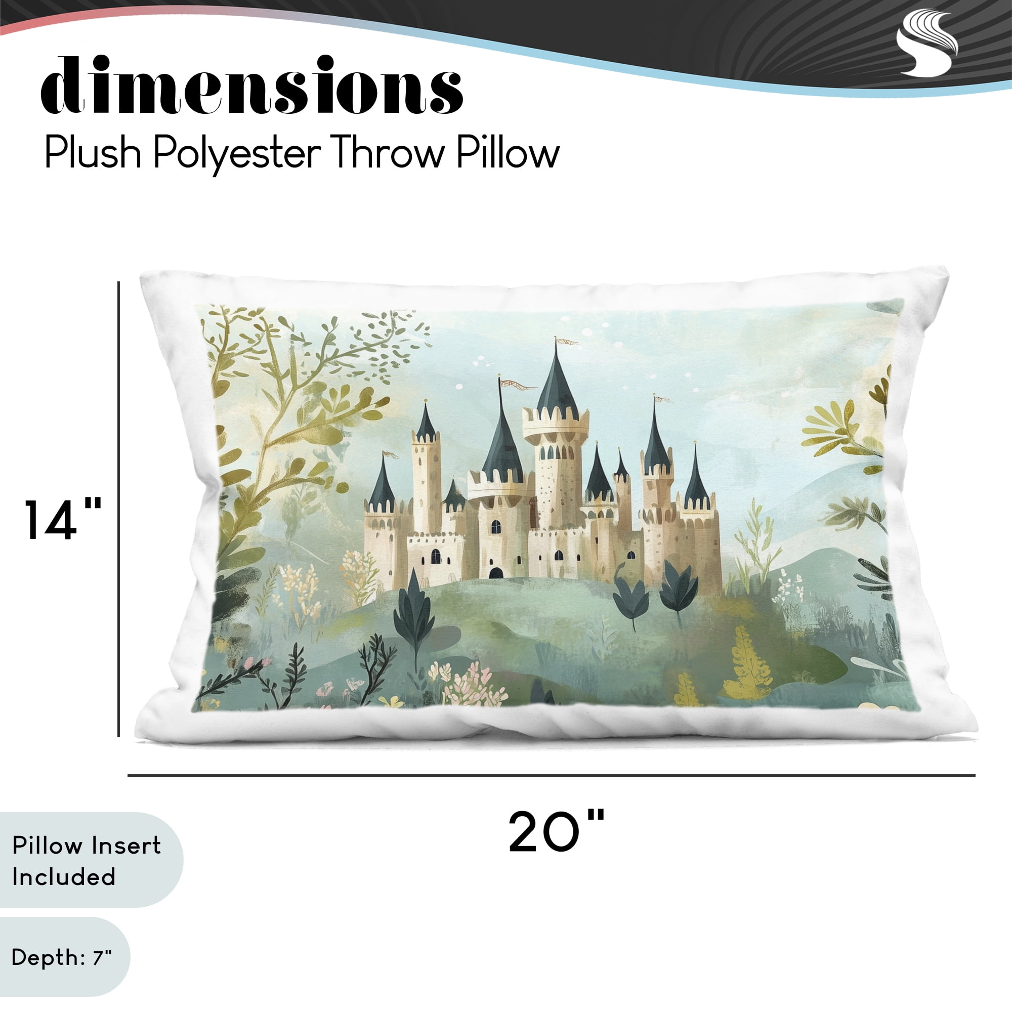 Stupell Industries Princess' Castle View Decorative Printed Throw Pillow, design by Christine Simpson Art, 14 x 7 x 20