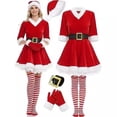 thumbnail image 1 of QueenLine Costume de Père Noël à Manches Mi-Longues Cosplay Ceinture Robe de Noël Fantaisie (Rouge, TTTG), 1 of 8