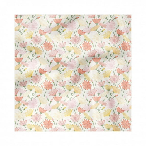 Daisy Decorative Napkins Set of 4, Romantic Vintage Floral Composition with Pastel Colored Daisy Petals Stems and Leaves, Silky Satin Fabric for Brunch Dinner Party, 12", Multicolor, by Ambesonne