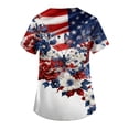 thumbnail image 4 of 4th of July Scrub Tops for Women Casual Short Sleeve USA Flag Print Scrubs V Neck USA 250th Anniversary Celebration Party Scrub Shirts Medical Nurse Uniform Nursing Workwear with Pockets Red 4XL, 4 of 4