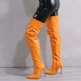 thumbnail image 5 of Tuobarr High Heels Women's Color Boots Sexy Pointed Zipper High Heel Thin Heel Large Knee Boots Orange US Size 7.5, 5 of 5