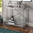thumbnail image 2 of Evelyn&Zoe Wilson 30" Wide Rectangular Bar Cart, Satin Nickel, 2 of 7