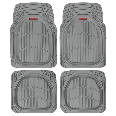 MOTOR TREND & BDK Heavy Duty Gray Rubber Car Mats Full Set - Universal Trim-To-Fit All Weather Floor Mats - Floor Mats for Car Accessories - Front & Back Interior Floor Mats for Truck Accessories