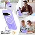 thumbnail image 3 of Asuwish Phone Case for Google Pixel 9/10/9 Pro/10 Pro 5G Tempered Glass Screen Protector Magnetic Bracket stand Translucent Shockproof Protective Cell Cover Pixel9 Pixel10 9Pro 10Pro Women Men Purple, 3 of 7
