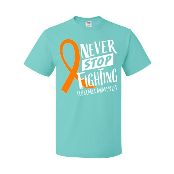 Inktastic Never Stop Fighting Leukemia Awareness Orange Ribbon T-Shirt
